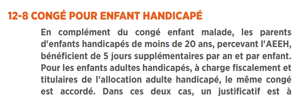 congé pour enfant handicapé