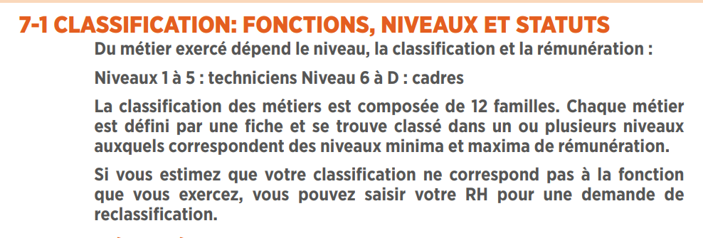 classification  fonctions niveaux et statuts