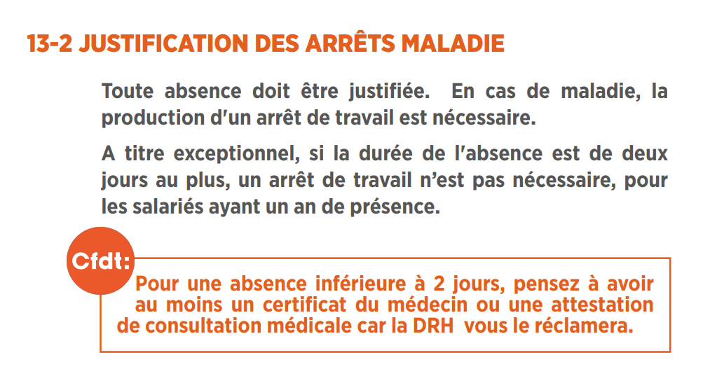 justification des arrêts maladie