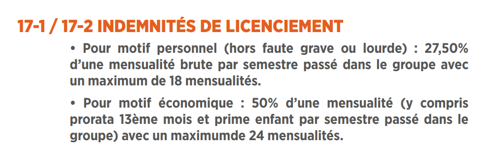 indemnités de licenciement