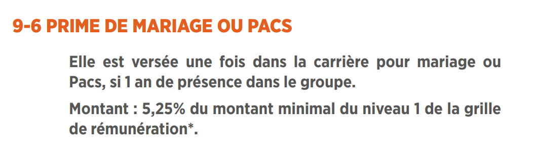 prime de mariage ou pacs