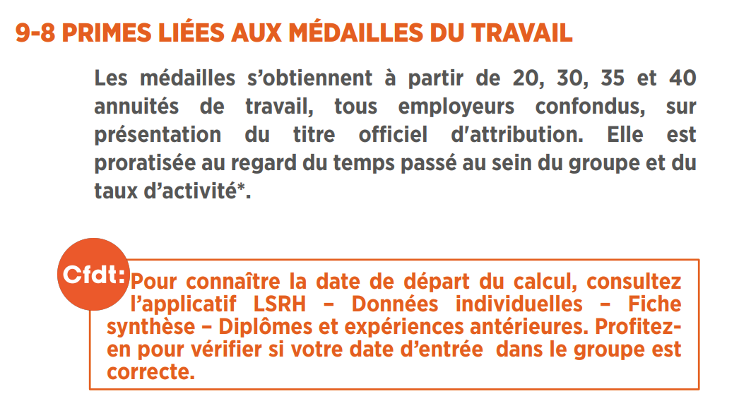 primes liées aux médailles du travail